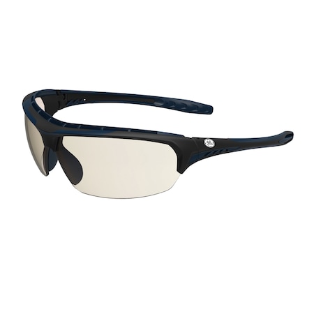 Ge Safety Glasses, Anti-Fog & Anti-Scratch, Mirror, I/O Lens, Black/Blue Frame GE109MAF